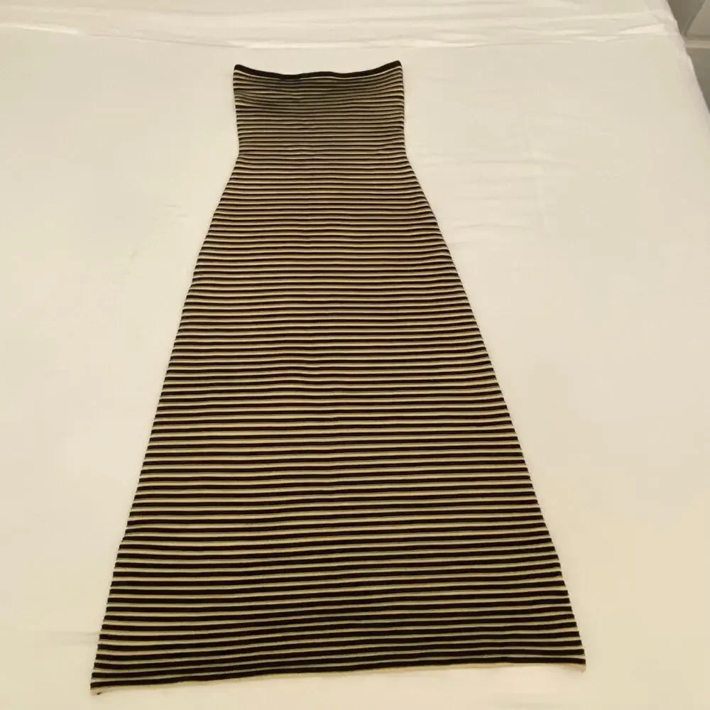 The Wolf Gang Size Small Sunmor Strapless Knit Black & Beige Maxi Dress - Picture 5 of 14